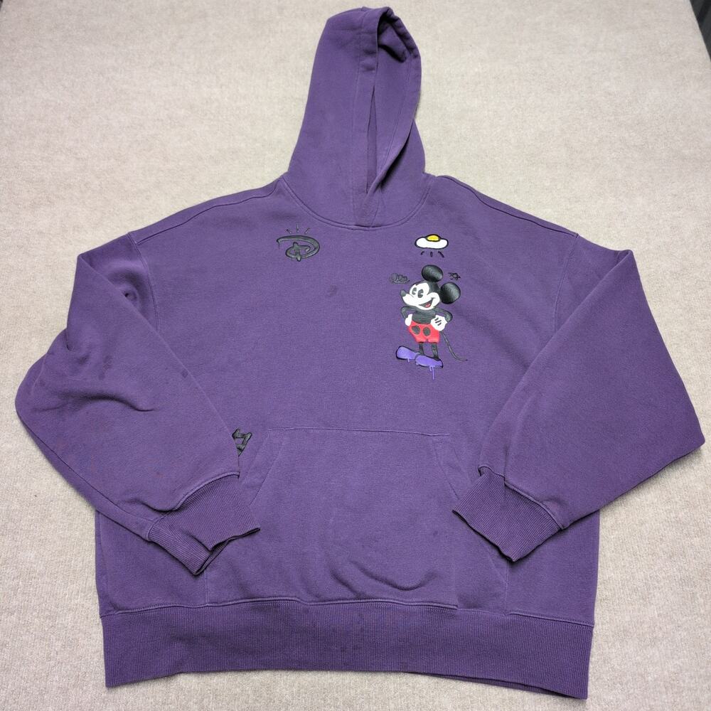 Disney 100 x H&M Unisex Hoodie Dark Purple Size M Oversized Sweatshirt Pullover